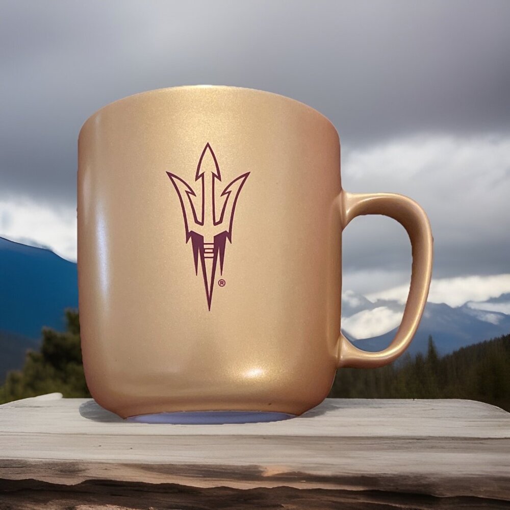 NWT 5/17 Arizona‎ State Sun Devils Coffee Mug 2 Side Logo Iridescent Gold Cup ￼